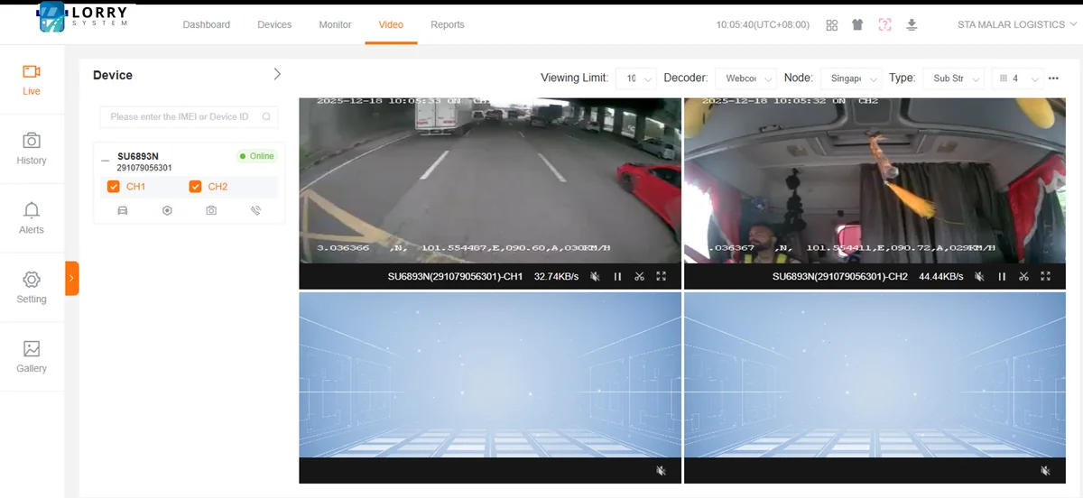 Lorry System AI dashcam live ADAS and DMS warnings